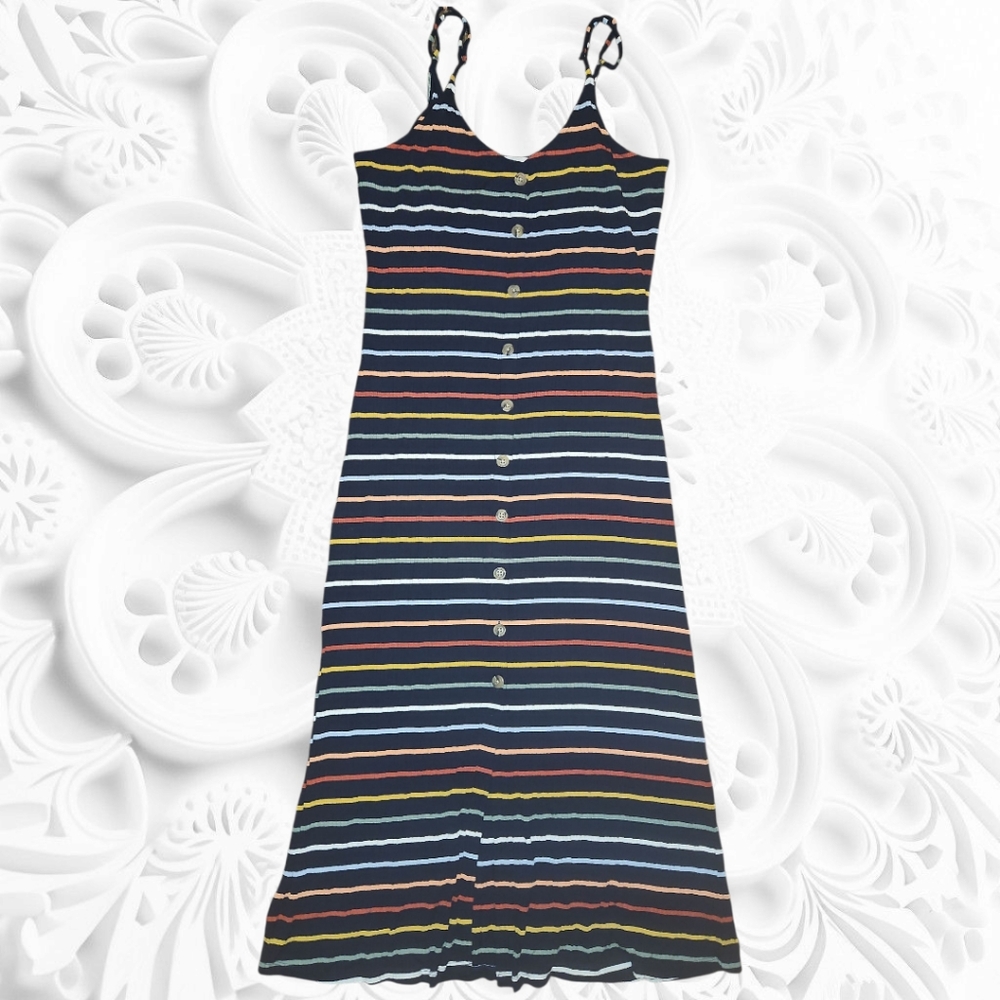 Loft Striped Button-Down Midii Dress